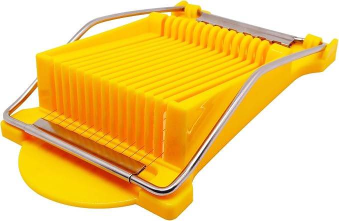 Egg Slicer for Hard Boiled Eggs, Food Slicer with 14 Stainless Steel Wires, Heavy Duty Hard Boiled Egg Cutter, Spam Slicer for Soft Fruit Strawberry Luncheon Meat Home Use (1Pcs, Yellow)