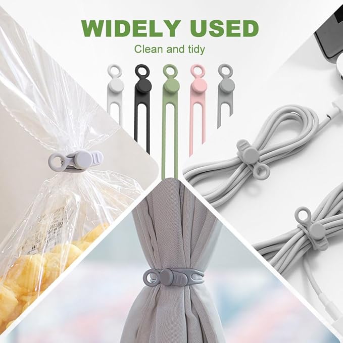 Data Cable Organizer, 2026 Upgrade Silicone Cable Ties Reusable Cable Management Organizers, Multipurpose Elastic Cord Organizer for Fastening and Bundling Cable Cords Wires (30PC)