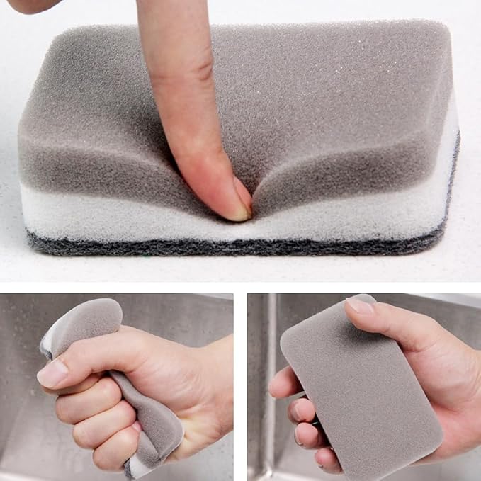 lasenersm 10 Pieces Dishwashing Sponge Kitchen Dishwashing Sponge Non Scratch Scouring Pad Non-Scratch Scouring Pad Non Scratch Sponge Double-Sided Cleaning Sponge Non-Scratch Scrub Sponge, Grey
