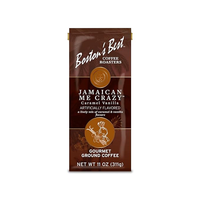 Boston’s Best Coffee - Jamaican Me Crazy Flavored Delicious Gourmet Premium Ground Coffee, 11 oz. / 311 g Bag