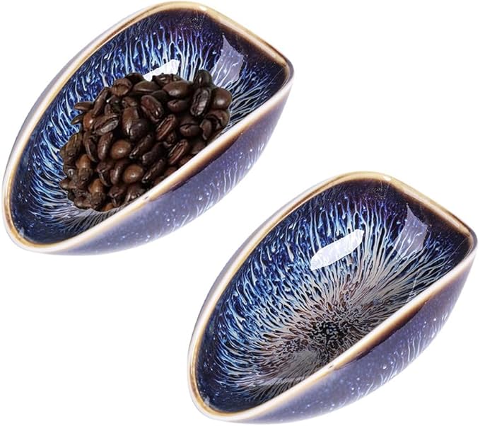2pcs Ceramic Coffee Scoops Coffee Bean Weighing Bowls Tea Scoops Coffee Powder Spoons