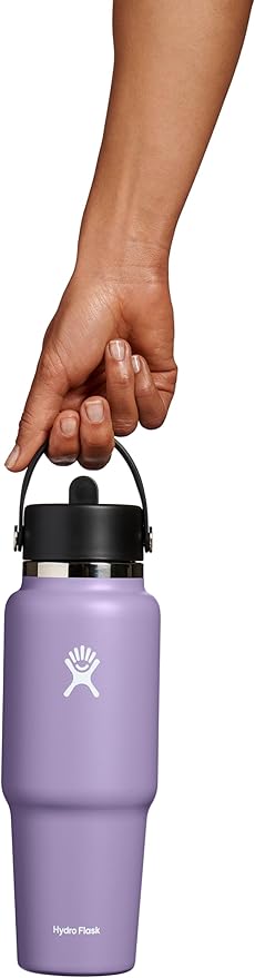 Hydro Flask Travel Water Bottle - Insulated Stainless Steel - Wide Straw Lid, Non Spill, Leakproof in 32 Oz Moonshadow