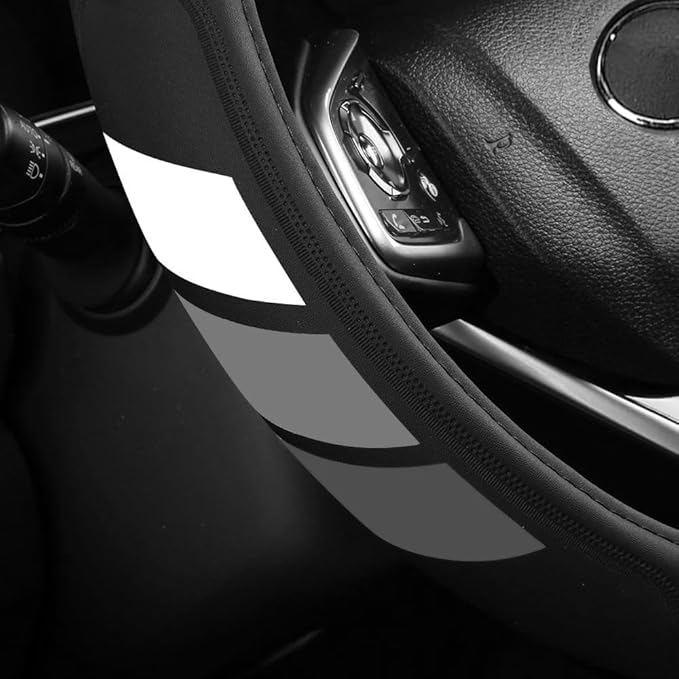 Non-Slip Leather Tri-Color Mountain Steering Wheel Cover Compatible with Toyota Tacoma TRD 4Runner Tundra Highlander Accessories Fit for 14.5-15inch Steering Wheel (GW)