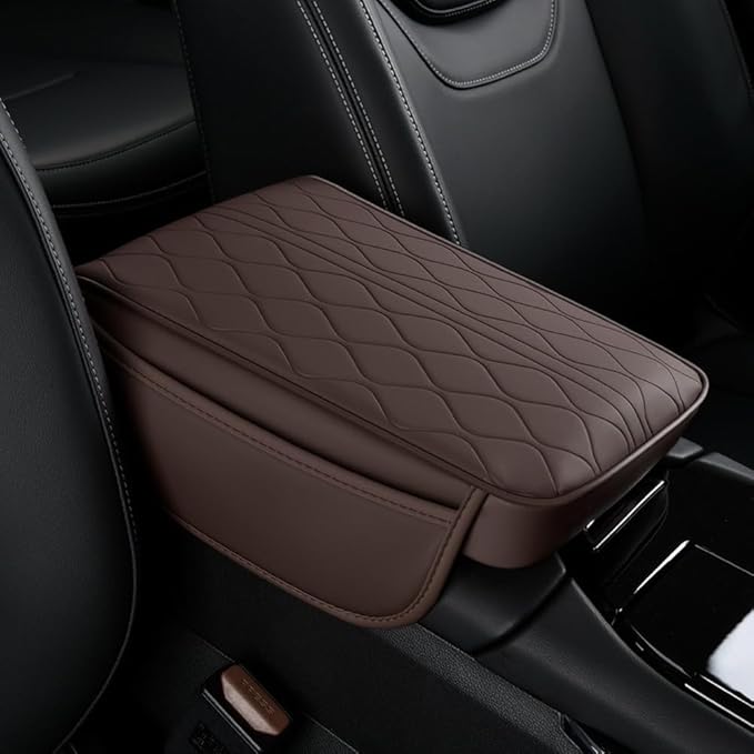 Centre Armrest Cover for Nissan Titan, Rest Pad Arm Protector Shield Overlay Rest Console Mat Guard Cushion Pad Box Support Lid Case,Coffee Brown