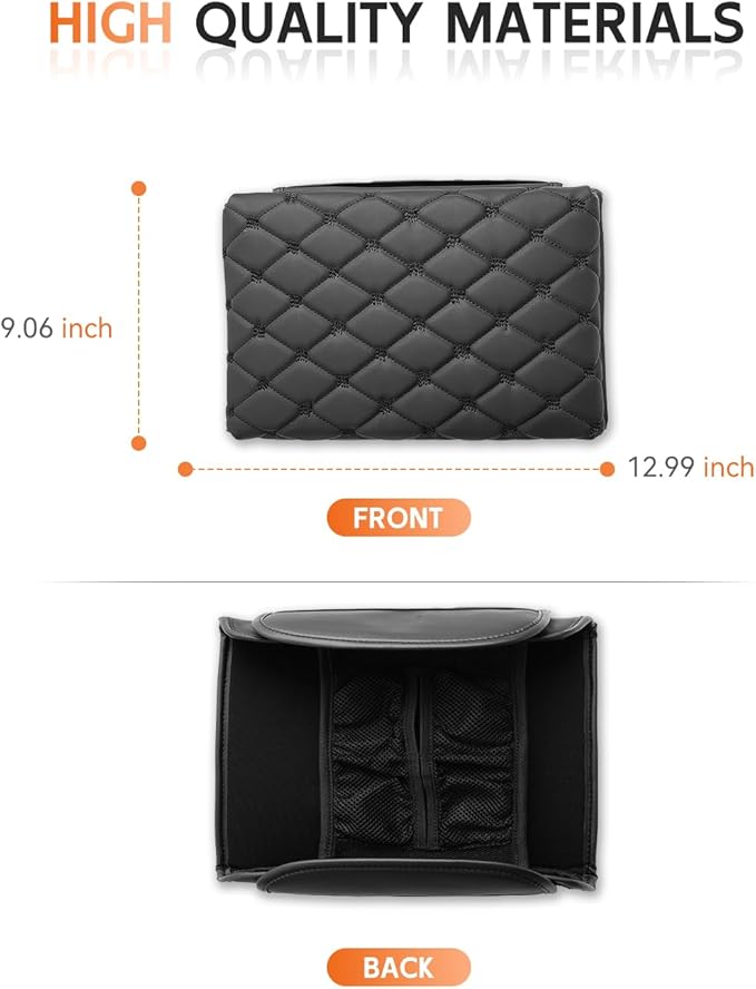 CDEFG for 2024 2025 2026 Cybertruck Center Console Cover Armrest Cover for Tesla Cybertruck Accessories Arm Rest Protector with Side Pockets Back Mesh 4 Velcro Pockets