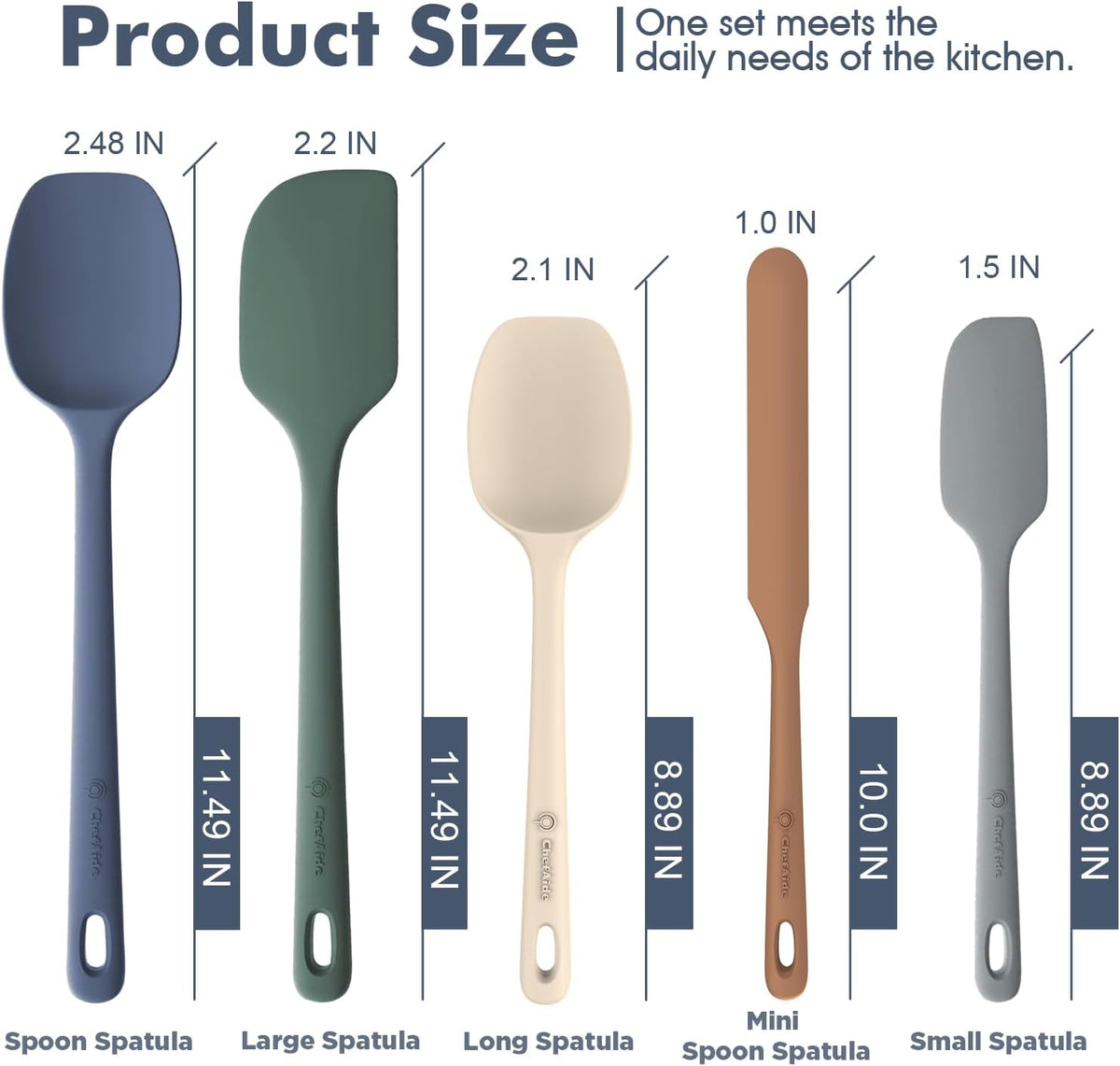 5-Piece Silicone Kitchen Spatula Set with Ergonomic Handles