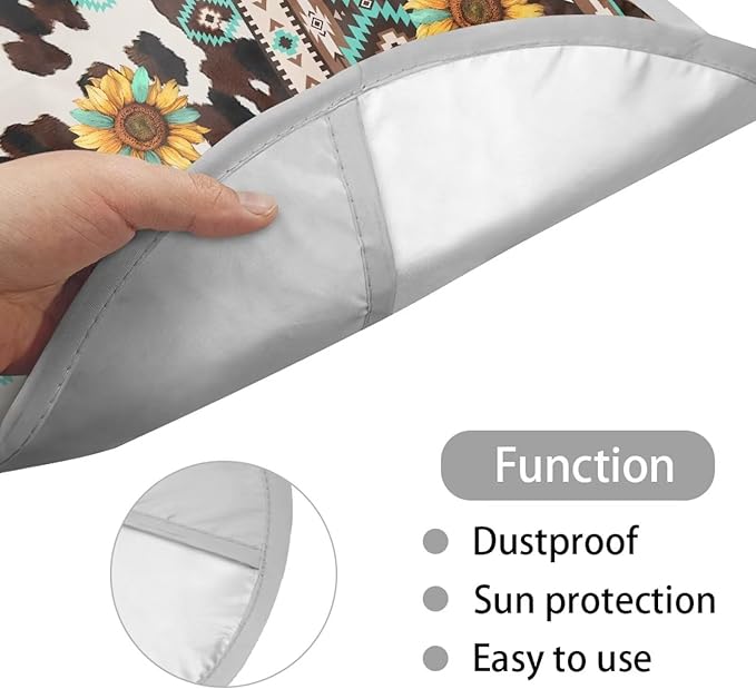 Universal Car Steering Wheel Sun Shade Cover Easy to Install Aztec Tribal Brown Cow Sunflower Pattern Steering Wheel Sun Cover Steering Wheel Sun Heat Shield for Car SUV Truck Van