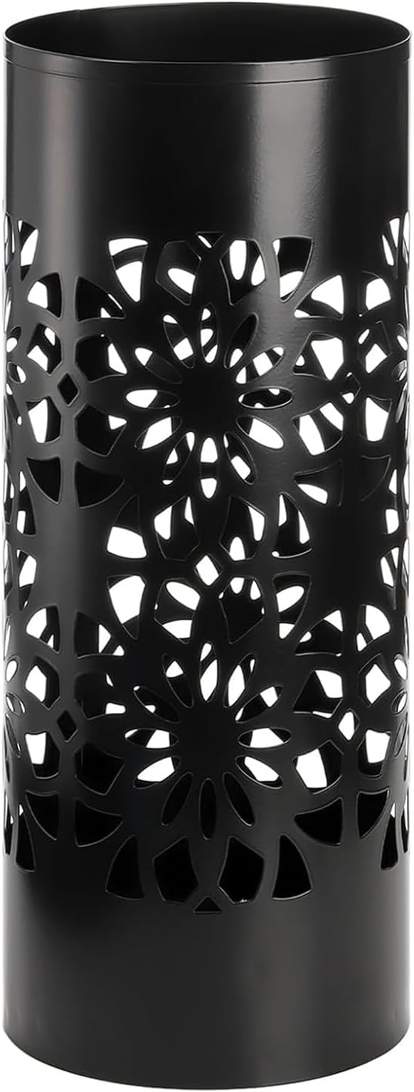 Bekith Metal Umbrella Holder, Free Standing Umbrella Stand for Entryway, Canes Walking Sticks Holder for Home, Office, 6.7" x 6.7" x 16.5", Round, Black