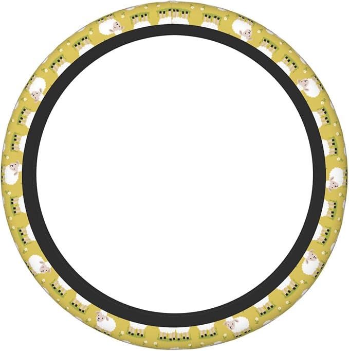 Goats with Flower Universal Fit Steering Wheel Cover for Car, Truck, and SUV, Durable Steering Wheel Protection