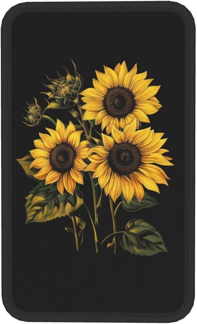 Yellow Sunflower Car Center Console Pad Cushion Cute Flower Auto Center Console Cover Protector Flowers Cars Decor Accessories Fit for Truck Vehicles SUVs, Black