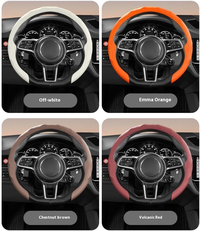 Universal Steering Wheel Cover, D-Type O-Type Design, All Season Car Accessory (Yellow)