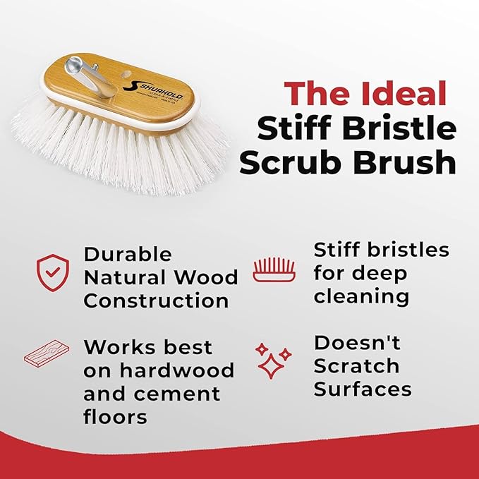 Shurhold 950 6" Deck Brush with Extra Stiff White Polypropylene Bristles
