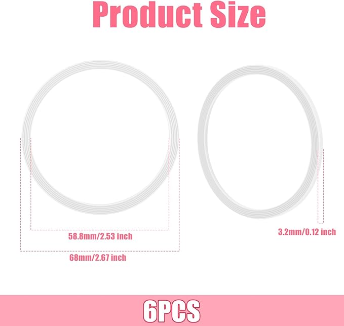 6 Pack Water Bottle Gasket Replacement for Owala FreeSip, Silicone Lid Seal O Ring Sealing Gaskets Replacement Parts Accessories Compatible with Owala Stainless Steel Cup (Clear)