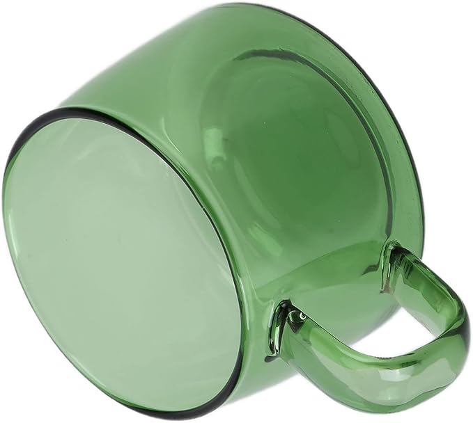 Double Walled Glass Coffee Mugs, Wide Mouth Clear Large Coffee Mug with Handles Espresso Cups for Latte, Cappuccino, Hot Chocolate, Tea and Juice(Green)