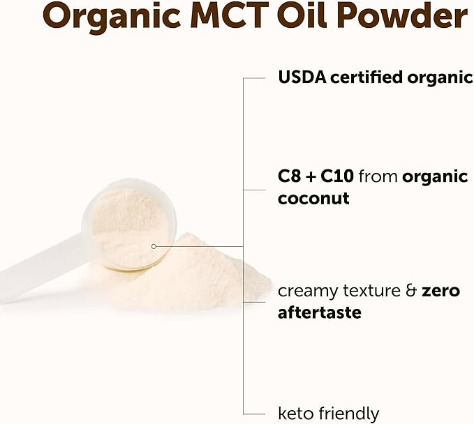Micro Ingredients Organic MCT Oil Powder with Prebiotic Fiber,1 Pound (16 Ounce) | C8 MCT Oil for Coffee Creamer | No GMOs, Keto Diet, Vegan