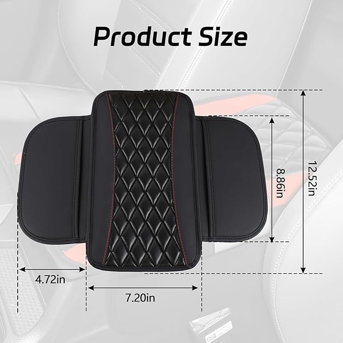 Car Center Console Cover for Acura MDX 2022 2023 2024, Memory Foam Arm Rest Cover Pad Comfortable Waterproof Armrest Cushion with 2 Storage Bags Universal Accessories,A/Black
