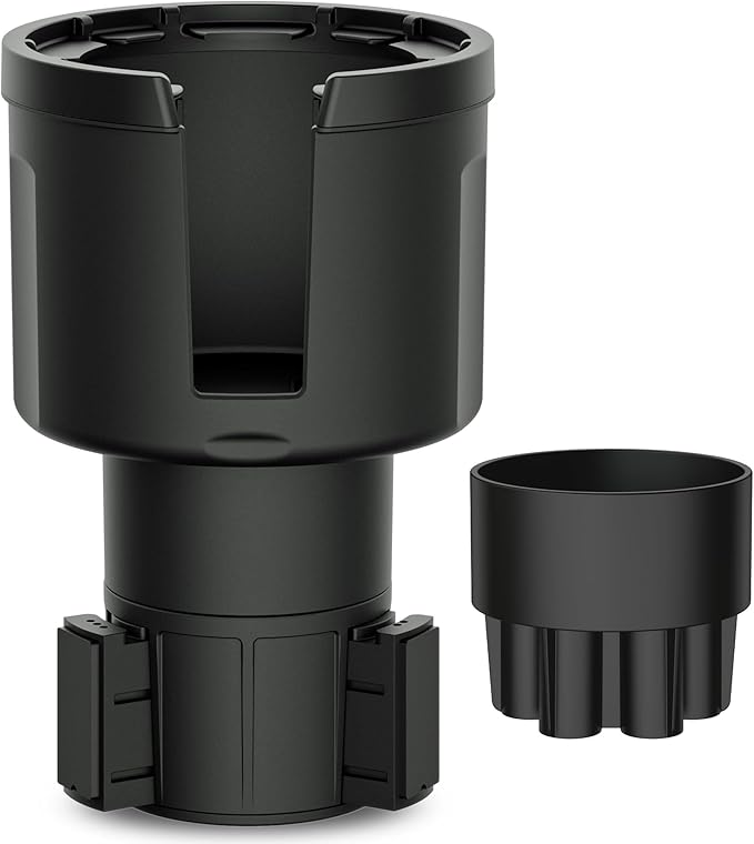Car Cup Holder Expander (Long Base) - Adjustable Expandable Insert Extender, Automotive Adapter Holds Hydro-Flask, Yeti, Nalgene, Large (32 40 oz) Water Bottles, Big Drinks - Universal