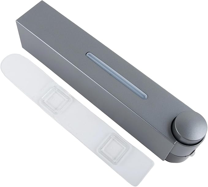 Wall Mounted 3-Chamber Soap Dispenser for Shower Gel, Shampoo & Conditioner – Leak-Proof ABS Pump Bottle with Transparent Level, Punch-Free Installation(Gray Single)
