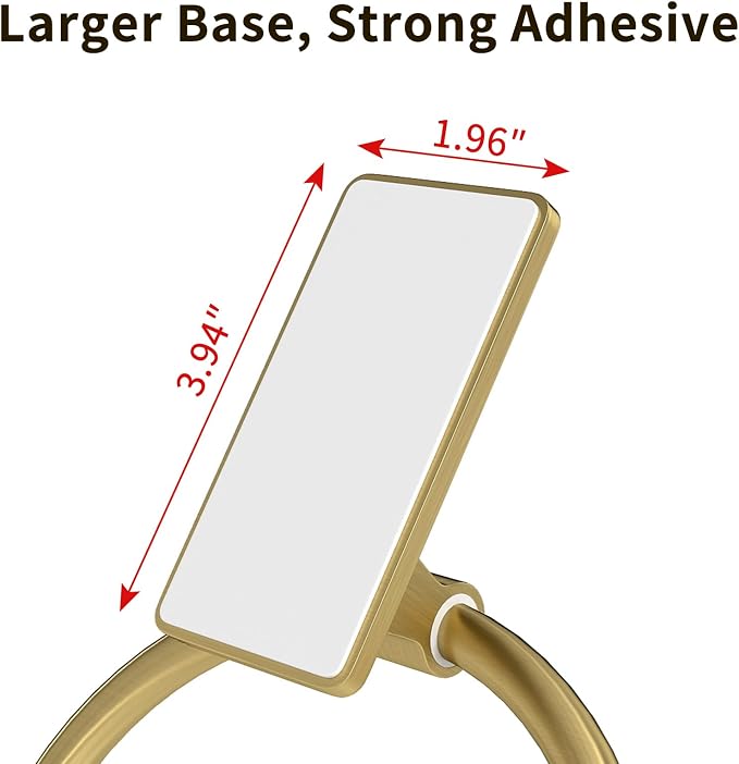 STWWO Gold Towel Ring for Bathroom, Adhesive Hand Towel Holder for Bathroom, Kitchen, No Drill