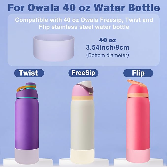 HEYSKAY 2PCS Silicone Boot for Owala Flask Water Bottle Anti-Slip Protective Sleeve for Owala Twist,FreeSip and Flip Stainless Steel Water Bottle BPA-Free Boot Bottom Base