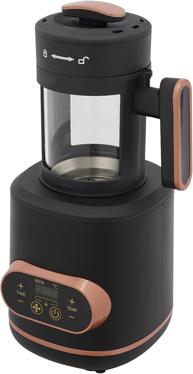 Electric Coffee Bean Roaster Machine,1500W Coffee Bean Baking Roasting Machine W/Clear Glass Container + LED display screen, Temp Range 32-464℉ & timer function for Personal, Family.
