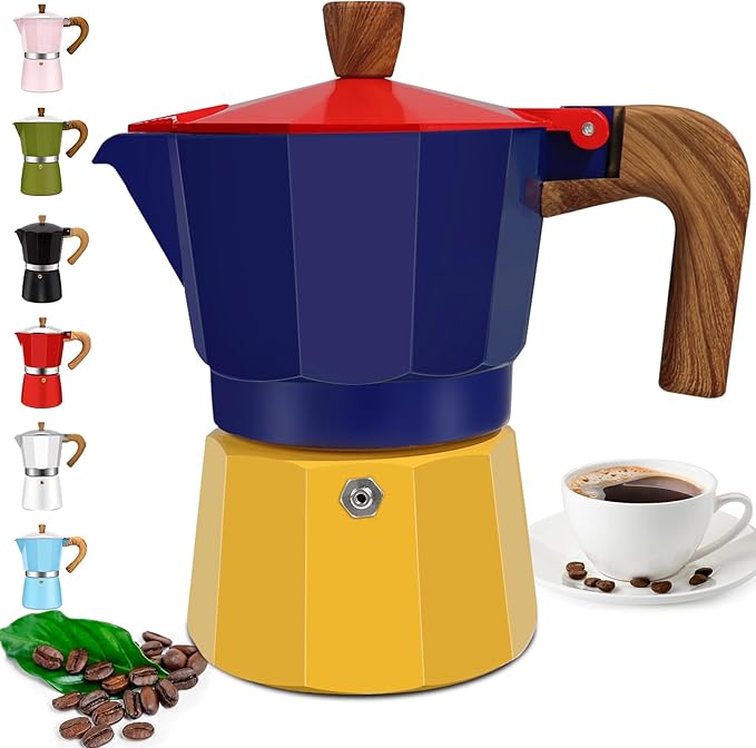 6 Cup Aluminum Espresso Stovetop Moka Pot Express Coffee Maker Percolator Italian Classic Mocha Coffee Machine for Italian and Cuban Cafe Brewing for Home Camping 300ml 10oz