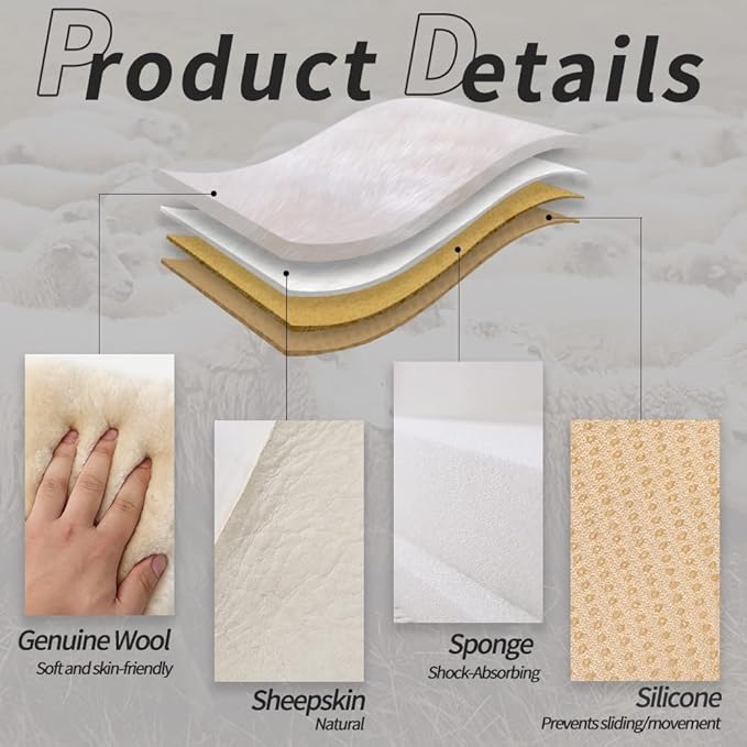 LLB Genuine Sheepskin Car Seat Cushion Seat Covers for Cars Trucks SUV Comfort Seat Protector Pad for Car Driver Seat Car Accessories for Women Office Chair Car Decor (Pearl, Front Seat Cushion-1 Pc)