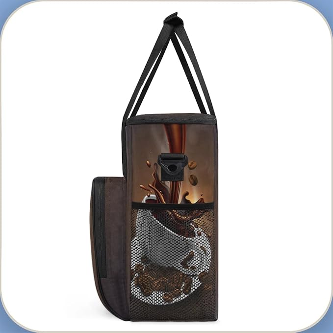 Hot Coffee Print Maker Carring Bag Coffee Travel Carrying Storage Tote Bag Compatible with Keurig K-Mini or K-Mini Plus Portable Single Serve Coffee Brewer Case for K-cup Pods