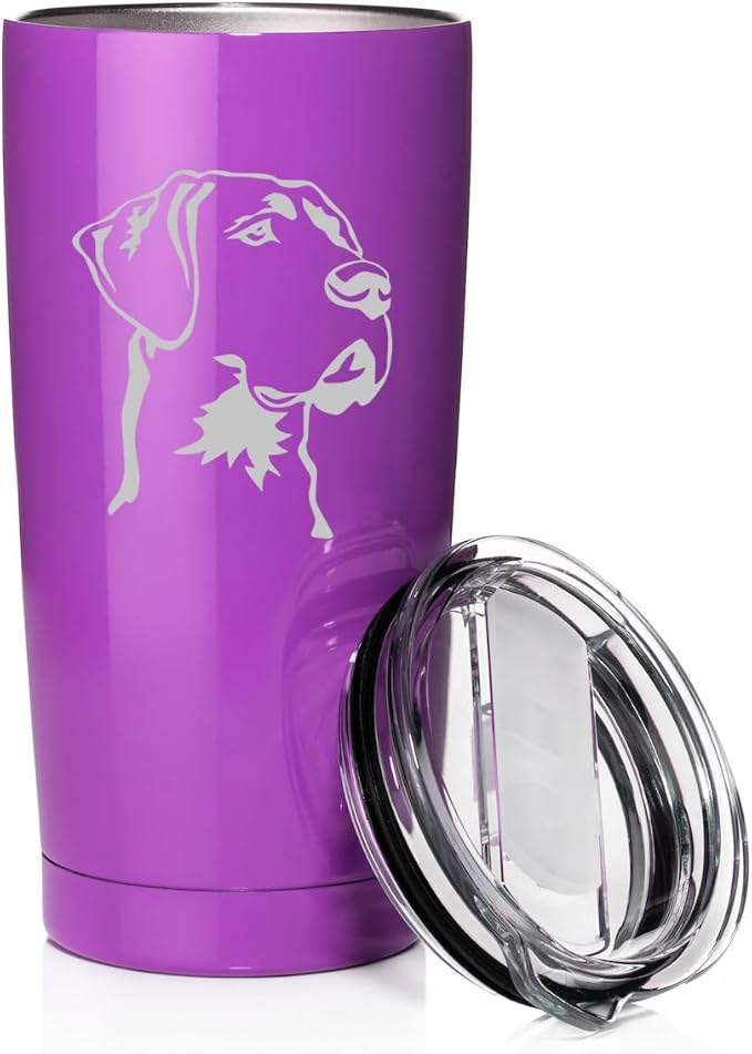 Smooth Body Tumbler Stainless Steel Vacuum Insulated Travel Mug Cup Gift Great Dane Face (Purple, 20 oz)