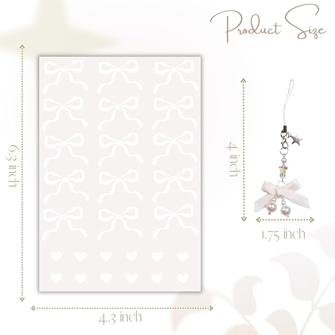 Bows Stickers for Custom Owala Accessories, Heart Decals Transfer Stickers for Water Bottles, Bows Pearl Charms for Owala (White)