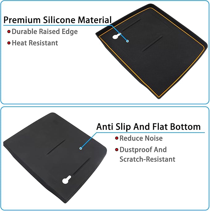 Center Console Silicone Mat Fit for Honda Pilot Accessories 2023-2025 2026 for Passport Accessories 2026 Wireless Charging Mat Non-Slip Protector Pad (Orange)