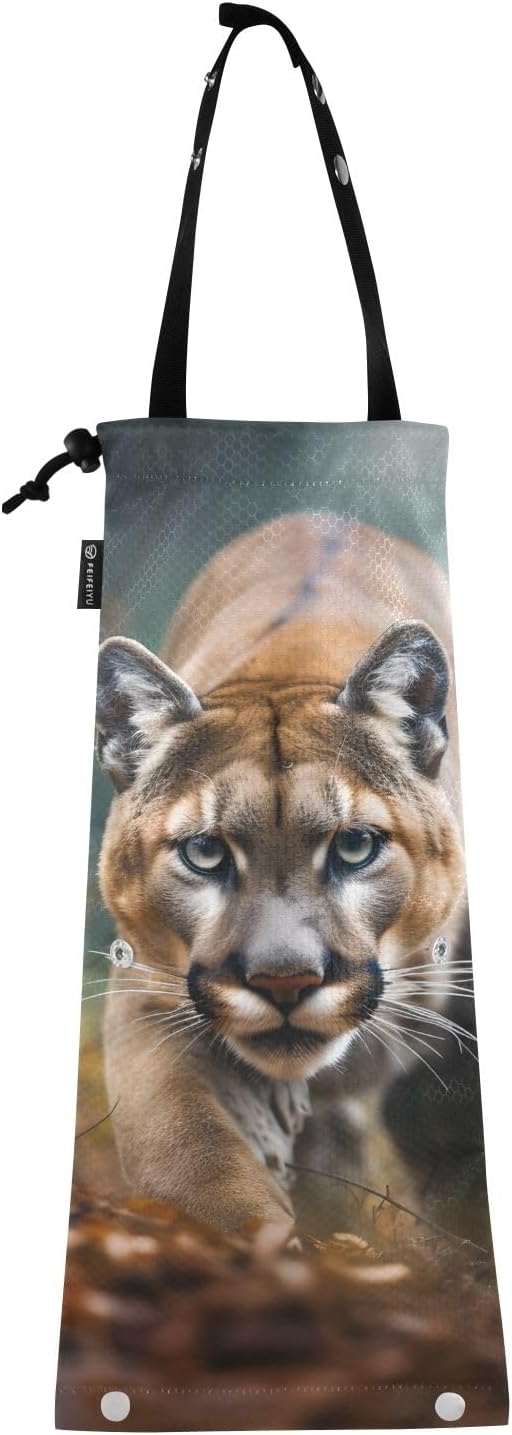 ALAZA Hanging Car Trash Bags Garbage Bag Trash Can for Back Seat Small Leopard Wild Washable Storage Bag Retractable 2 Pack