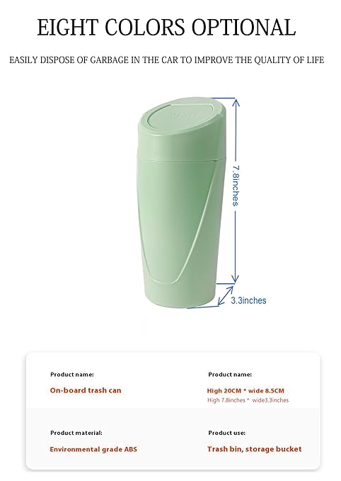 Car Trash Can Bin with Lid - 2 Packs Car Trash Bin-Car Trash Can Cup Holder-Mini Trash Garbage Can with 30pcs Small Trash Bags-Car Organizer Storage for Front Back Seat Accessories (Green)