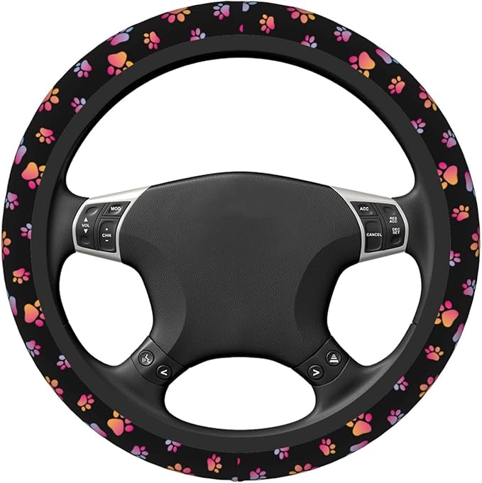 Paw Print Steering Wheel Cover Neoprene Universal 15 Inches Car Steering Wheel Protector for Women Men