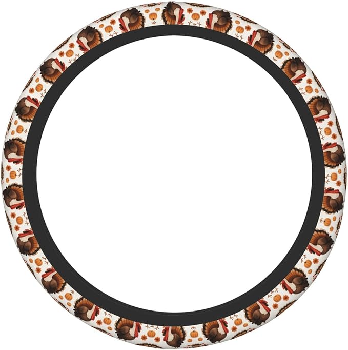 Thanksgiving Funny Turkey Universal Fit Steering Wheel Cover for Car, Truck, and SUV, Durable Steering Wheel Protection