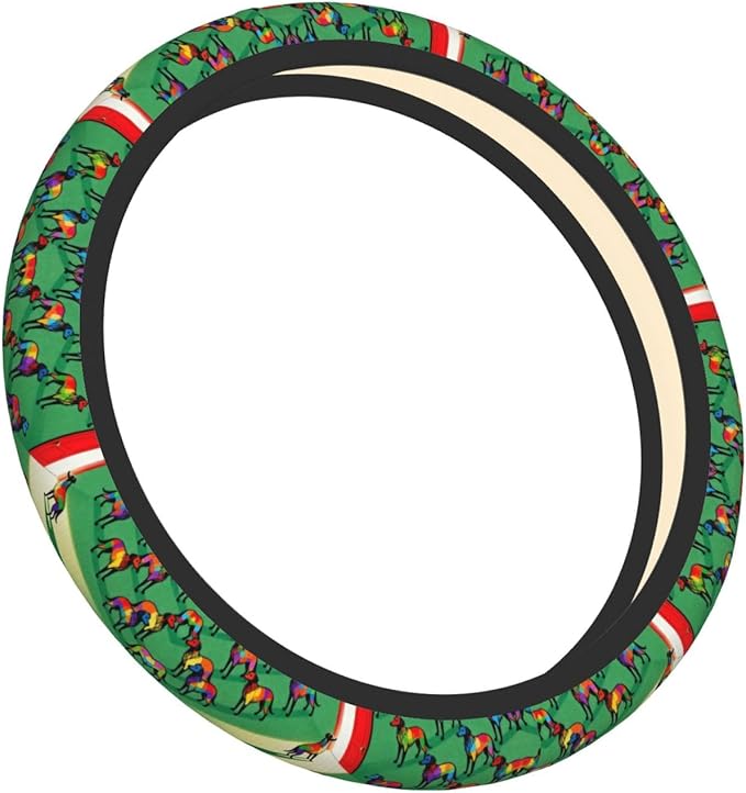 Colorful Tulear Dog Neoprene Steering Wheel Covers Women Men Car Accessories, Universal 15 Inch Fit Auto, Suvs, Truck