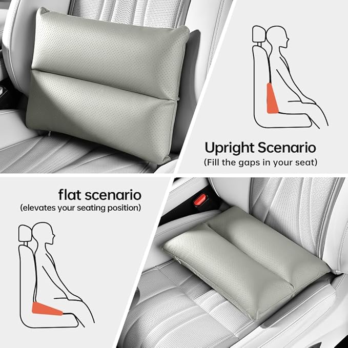 Car Lumbar Support Reversible Design Fixes Waist Gap Improves Driving Comfort Double-Sided Perforated enhances air Circulation Durable maintains Shape Long Lasting use 1P(Grey)