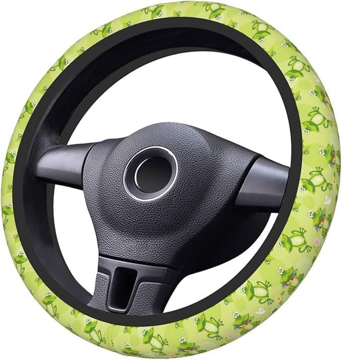 Green Frog Steering Wheel Cover Neoprene Universal 15 Inches Car Steering Wheel Protector for Women Men