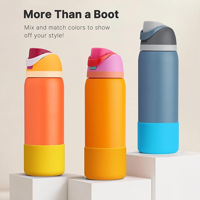 Boot for Owala 32 oz Twist/FreeSip/Flip Stainless Steel Water Bottle, Silicone Rubber Bottom Protector for Owala 32 oz Water Bottle (Yellow)