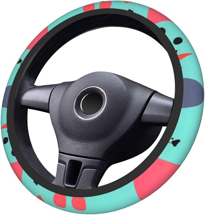 Geometric Patterns Steering Wheel Cover. Car Decor,Anti-Slip,Sweat Absorption,Easy Carry, Universal 15 Inch
