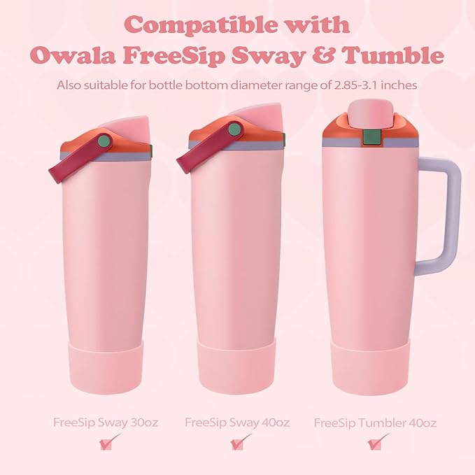 2PCS Silicone Boots for Owala 30oz & 40oz FreeSip Sway Bottles & Tumblers – Non-Slip, Scratch-Resistant, Stability Enhancer for Owala Accessories (Sugar High Pink)