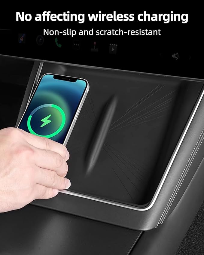 Model Y Juniper Centre Control Wireless Charging Mat，Center Console Wireless Charger Pad Compatible with Tesla Model y Juniper 2025 (Model y Juniper chager mat A)