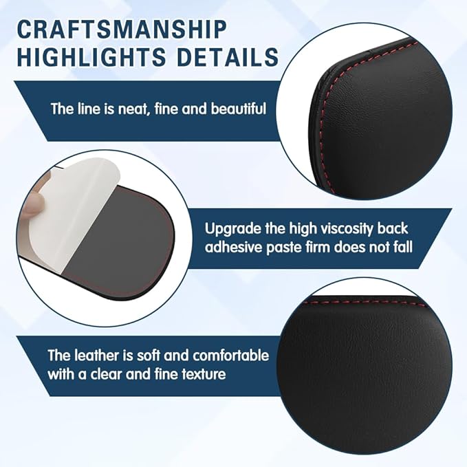 2PCS Car Door Armrest Pads, Soft Leather Car Armrest Cushion with Memory Foam, Comfortable Auto Center Console for Leg Elbow, Elbow Pads Interior Accessories Fit Most Vehicles (Black)