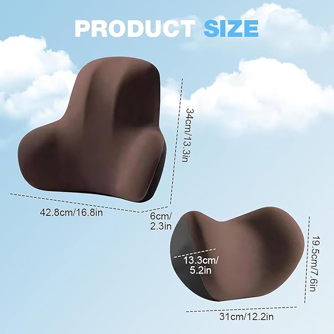 Car Headrest & Lumbar Support Cushion for Kia Sportage NQ5 2023, Ergonomic Memory Foam Seat Headrest Neck Rest Cushion Travel Kit Removable for Neck Back Pain Relief,Gray