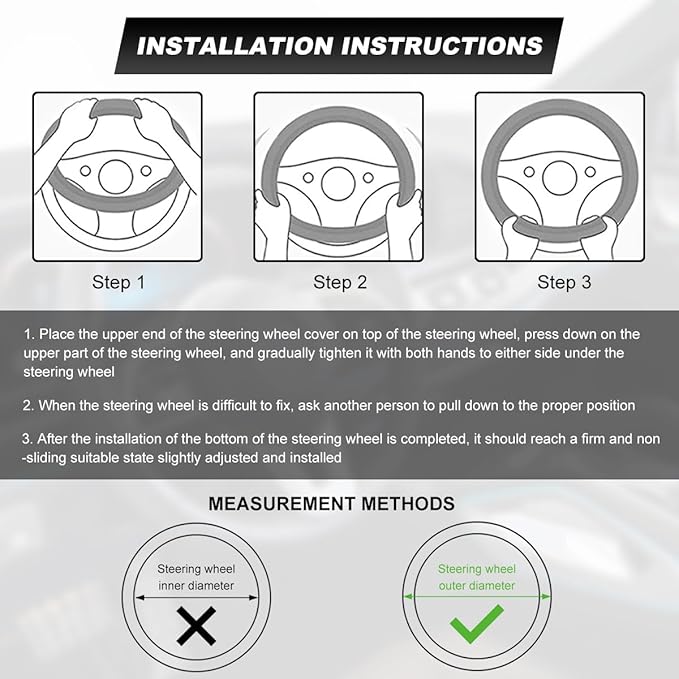 Car Steering Wheel Cover, 15 Inch Premium Leather Breathable Non-Slip Wheels Wrap, Universal Auto Comfortable Steering Wheel Protector for SUV Truck Van, Car Accessories (Purple)