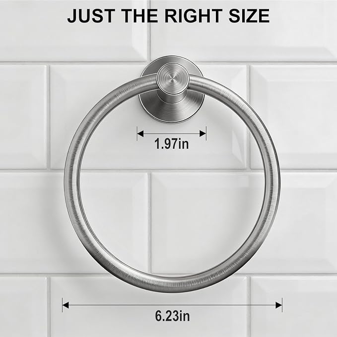 SetSail Towel Holder for Bathroom Wall Silver Towel Ring Stainless Steel Hand Towel Holder Heavy Duty Towel Hanger for Bath, Kitchen Drill Hole