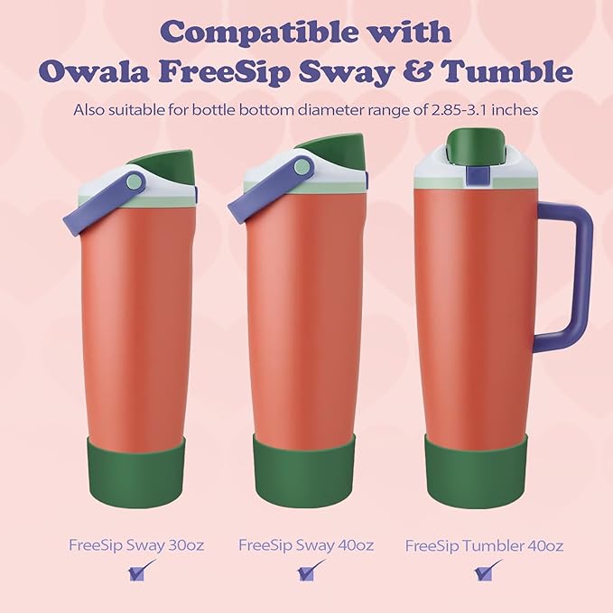 2PCS Silicone Boots for Owala 30oz & 40oz FreeSip Sway Bottles & Tumblers – Non-Slip, Scratch-Resistant, Stability Enhancer for Owala Accessories (Forest Green)