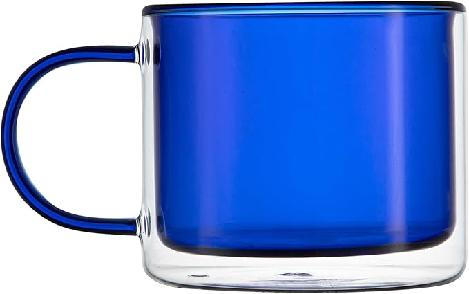 Restaurantware Coffee Cups 12 Pack of 11 oz Double Wall Glass Insulated Coffee Cup Borosilicate Mug Thermal Shock Resistant Handle Modern Design
