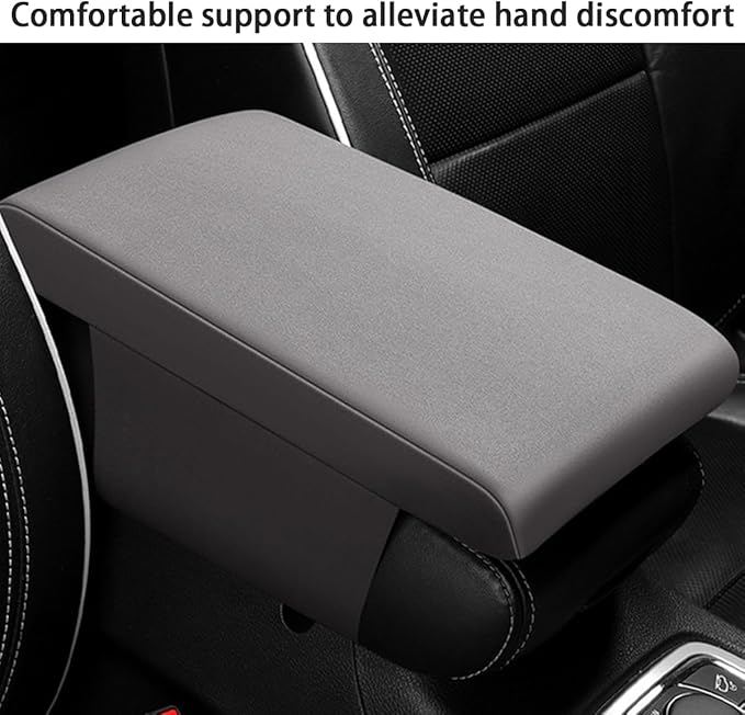 Car Center Console Pad, Comfortable Memory Foam Vehicle Armrest Support Cushion, Automotive Arm Rest Seat Box Cover Protective Mat Accessories, Universal for SUV, Sedan, Truck (Gray)