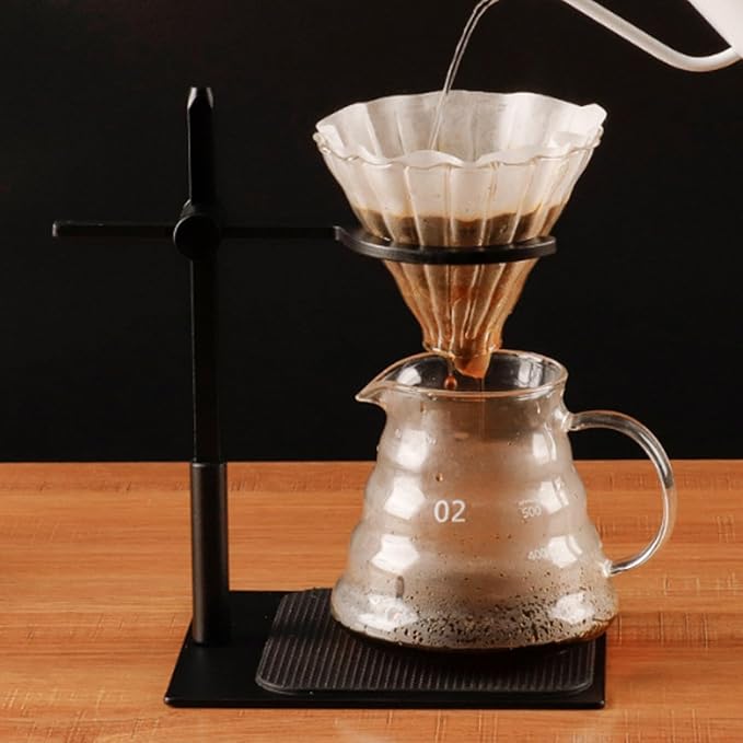 AUNMAS Pour Over Coffee Stand Aluminum Alloy, Adjustable Dripper Station for Home Office Brewing, Portable with Antislip Base Even Water